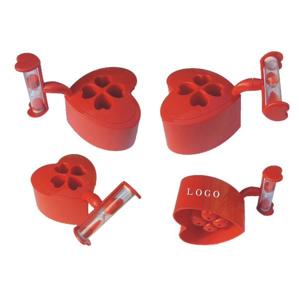heart shape sand timer with toothbrush holder